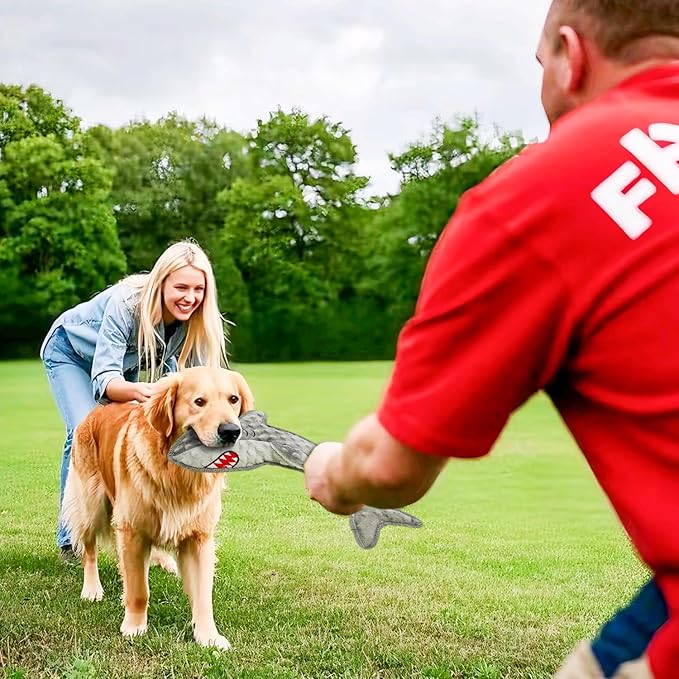 Dog Toy Squeaky Chew Dog Toys No PP-Cotton,no Stuffed for Small, Medium, Large Breed Dogs Interactive Hours of Fun,Gray-Shark-PurrikoPets