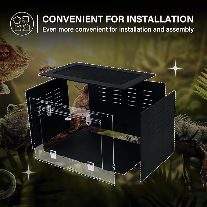 10 Gallon Reptile Tank – Reptile Enclosure for Leopard Geckos, Snakes & Bearded Dragons – Lizard Tank, Hermit Crab & Gecko Habitat-PurrikoPets