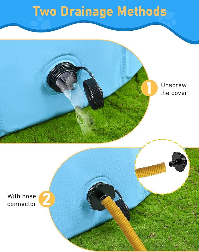 Foldable Dog Pool, Lexda Hard Plastic Shell Pet Swimming Pools for Large Dogs, Collapsible Plastic Pet Pool, Portable Bathing Tub for Dogs (79x12inch)-PurrikoPets