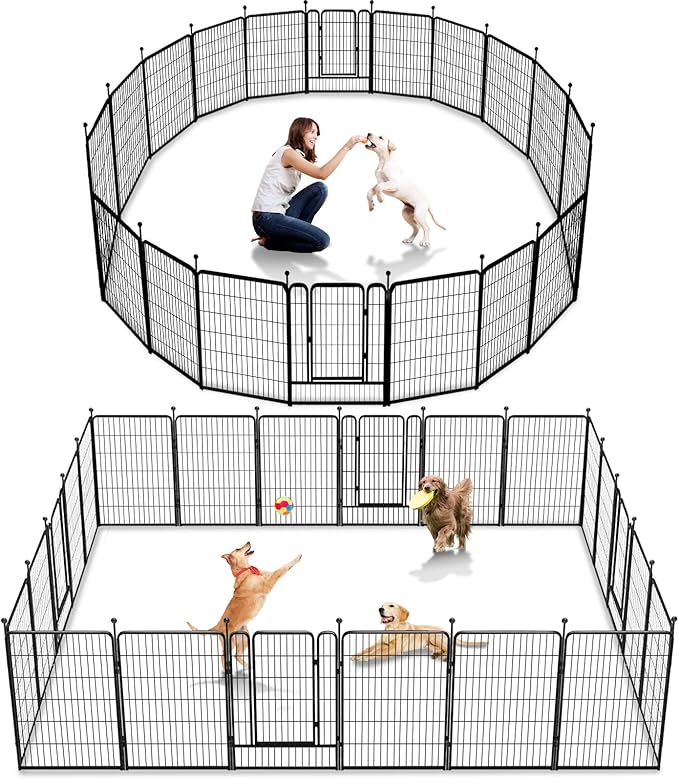 Dog Playpen 40 inch 22 Panels Indoor Outdoor Dog Pen for Large/Medium/Small Dogs Heavy Duty Metal Dog Fence Outdoor for Yard, Puppy Playpen with Door Portable Pet Fence for RV Camping Yard-PurrikoPets