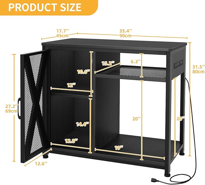 DWVO 40-50 Gallon Aquarium Stand with Power Outlets & LED Light, Cabinet for Fish Tank Accessories Storage - Metal Fish Tank Stand Suitable for Turtle Tank, Reptile Terrarium, 660LBS Capacity, Black-PurrikoPets