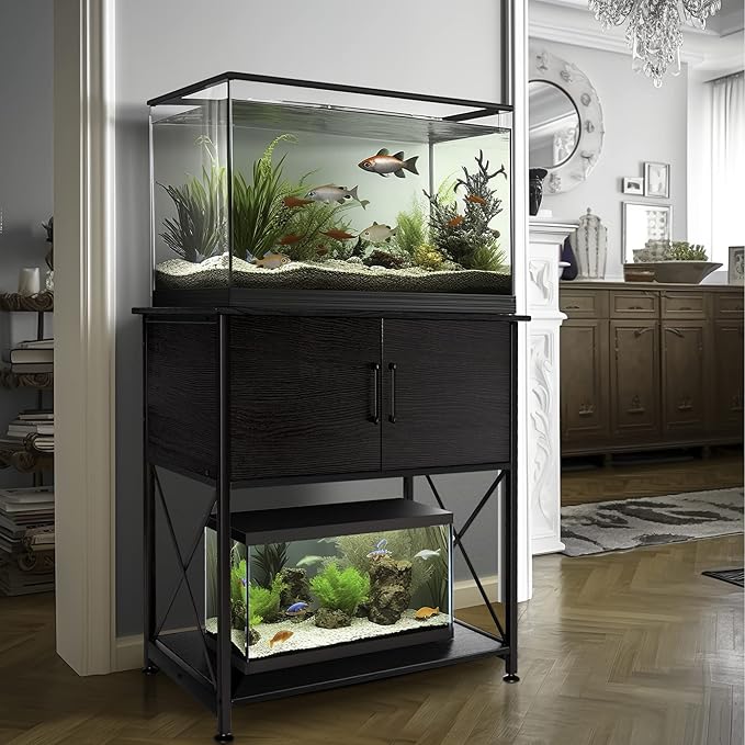20-29 Gallon Aquarium Stand Metal Frame Fish Tank Stand with Cabinet Storage, for 20 Gallon Long Aquarium,30.7" L*16.5" W Tabletop,330LBS Capacity Black PG01YGB-PurrikoPets
