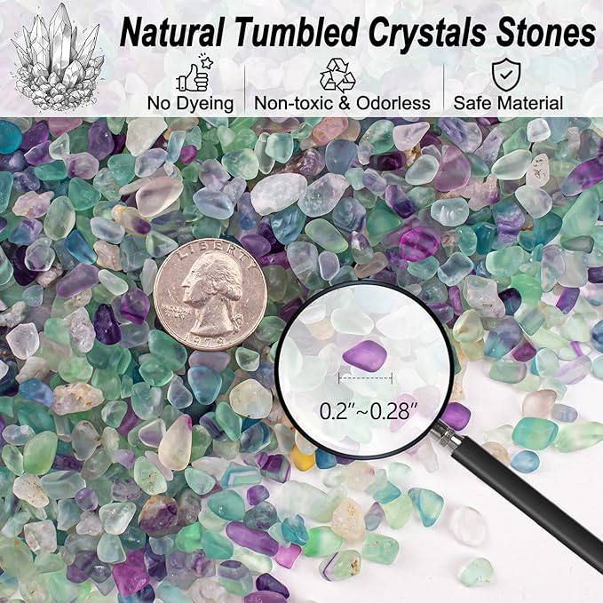 3 Lb Fluorite Crystal Chips Aquarium Fish Tank Gravel, Tumbled Crushed Stone Crystal Chips Bulk Irregular Shaped Decorative Vase Fillers Aquarium Gravel Rocks-PurrikoPets