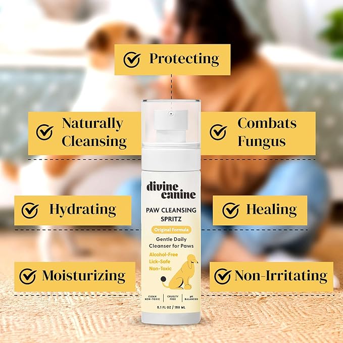 Dog Paw Cleaner - 5.1 Fl Oz of Alcohol Free Paw Cleansing Spray - Made with Aloe, Copaiba Oil, and Lemongrass Oil to Nourish and Clean Paws - Made in The USA-PurrikoPets