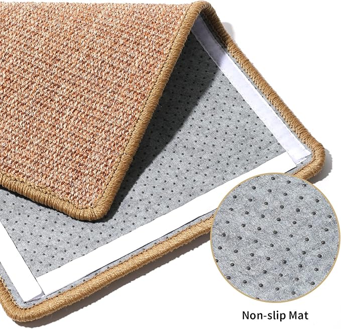 FUKUMARU Cat Scratcher Mat, 23.6 X 15.7 Inch Natural Sisal Cat Scratch Mats, Horizontal Cat Floor Scratching Pad Rug with Sticky Tapes, Protect Couch and Carpets-PurrikoPets