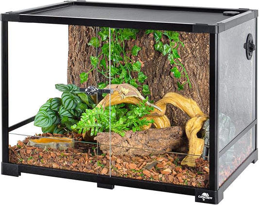 34 Gallon Reptile Tank, Glass Reptiles Terrarium 24" x 18" x 18", Sliding Door, Top Ventilation, Cable Pass, Humidify Hole, Glass Reptile Cage Habitat for Bearded Dragon, Lizard, Snake, Gecko-PurrikoPets