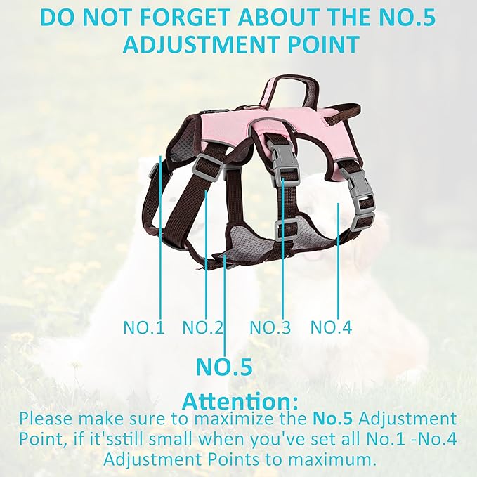 Escape Proof Dog Harness, No Pull Reflective Adjustable Vest with Easy Control Lift Handle, No Choke Soft Padded Breathable Full Body Pet Harness for Walking Hiking and Training (Pink, Small)-PurrikoPets