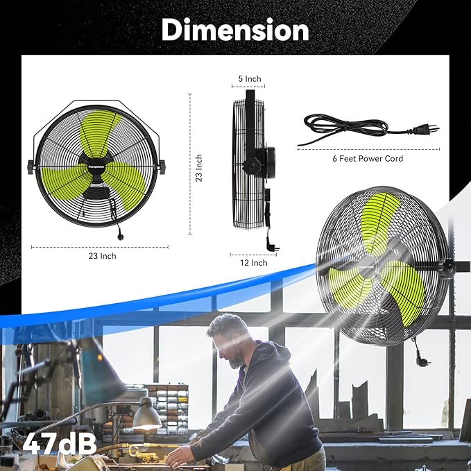 4580 CFM 18 inch High Velocity Wall Mounted Fan, 3-Speed Metal Fan with Sealed Motor, 360 Degree Tliting Heavy Duty Wall Fan for Patio, Barn, Garage, and Gazebo - UL listed-PurrikoPets