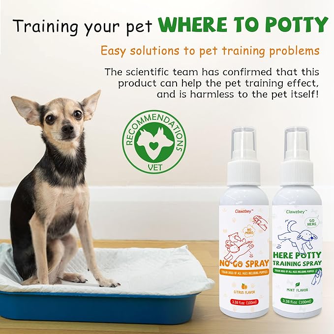 Dog Potty Spray Set, No-Go Spray & Potty Training Spray, Puppy Essentials, Stops Urination & Marking, Indoor and Outdoor Use (3.38 fl oz)-PurrikoPets