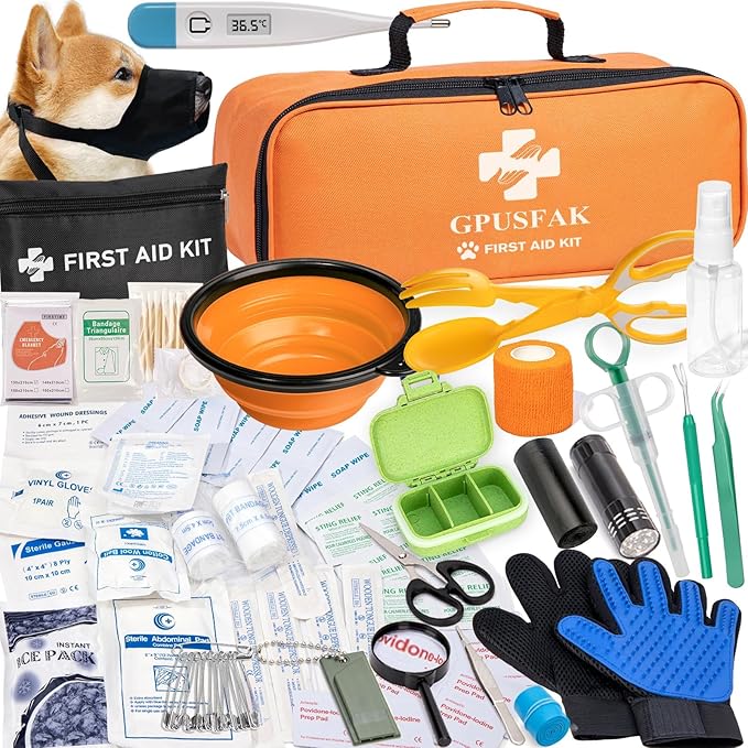 Dog First Aid Kit - Pet First Aid Kit for Dogs with Pooper Scooper First Aid Supplies for Home Camping Hiking Traveling Hunting and Sports-PurrikoPets