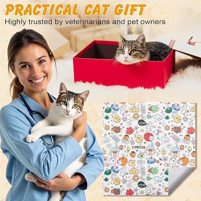 27.6" Cat Wrap for Cutting Nails, Self-Adhesive Cat Grooming Wrap Anti-Escape Cat Restraint for Nail Clipping Cat Swaddle Wrap Cat Wrapping Cloth for Pet Cleaning and Beauty (Within 15lbs)-PurrikoPets