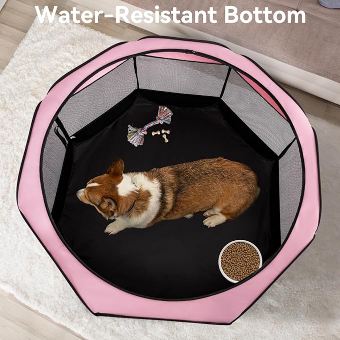 A 4 Pet Portable Cat Play Pen for Cats, 27" Foldable Kitten Playpen for Puppy/Cat/Rabbit/Chick, with Removable Zipper Top & Mesh Panel(11”W × 7.5”H)-PurrikoPets