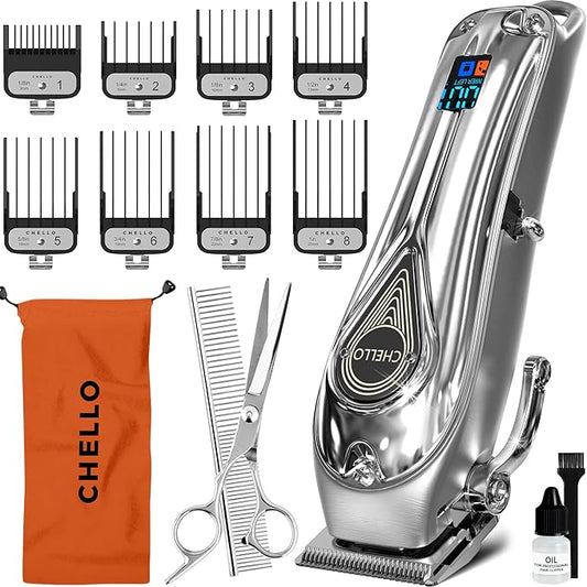 Full Metal Professional Dog Clippers for Grooming, Rechargeable, Low Noise Cordless, Pet Hair Clippers for Large Dogs, Heavy Duty Use with LED Display-PurrikoPets