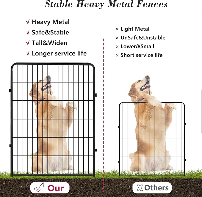 Dog Playpen 40 inch 10 Panels Indoor Dog Pen for Large/Medium/Small Dogs Heavy Duty Metal Dog Fence Outdoor for Yard, Puppy Playpen with Door Portable Pet Fence for RV Camping Yard-PurrikoPets
