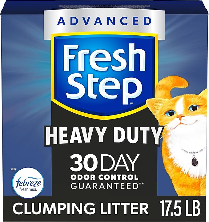 Fresh Step Clumping Cat Litter, Heavy Duty Advanced, Long Lasting 30-Day Odor Control with Odor Eliminating Carbon, 17.5 lb-PurrikoPets