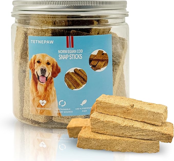 Dog Fish Treats Cod Made with Premium Natural Norwegian 100% Real Cod Fish Bones & Meat Healthy Crunchy Biscuits for Dogs High Protein Grain-Free All-Natural Pet Snack-PurrikoPets