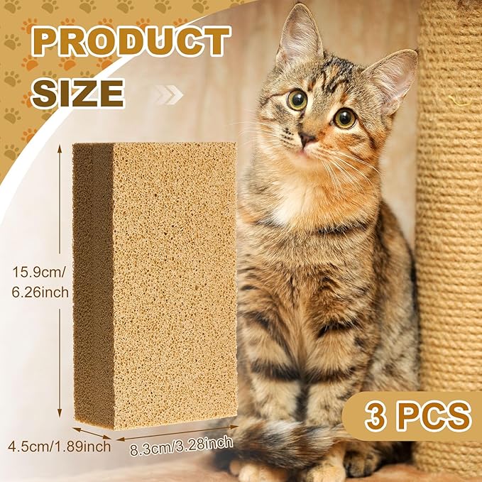 3 Pack Pet Hair Remover Sponge Cat and Dog Hair Sponge Rubber Pet Fur Lifter Removal Tool, Remove from Furniture, Carpet, Bedding, Clothing, 6.26 x 3.28 x 1.89 Inch-PurrikoPets