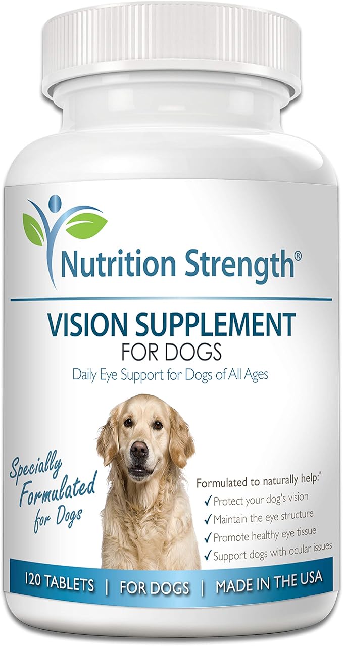 Eye Care for Dogs Daily Vision Supplement with Lutein, Zeaxanthin, Astaxanthin, CoQ10, Bilberry Antioxidants, Vitamin C, Vitamin E Support for Dog Eye Problems, 120 Chewable Tablets-PurrikoPets