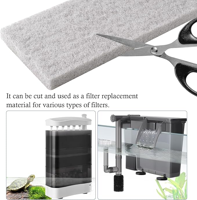 4 Pack Mixed Filter Pads 12.6" x 5" for Aquarium, Cut-to-Fit Fish Tank Filter Media with Ammonia&Carbon&Phosphate Reducer, Aquarium Filter Sponge, Compatible with Most Filters-PurrikoPets