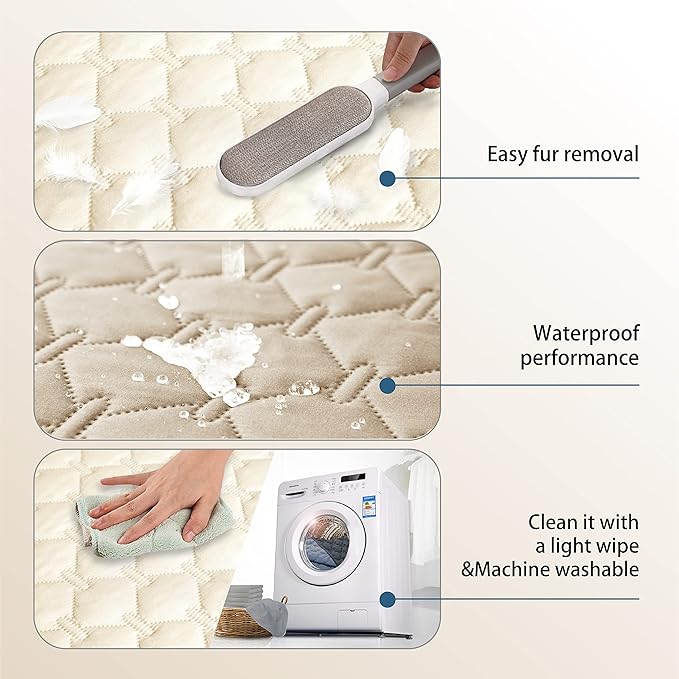 gogobunny 100% Double-Sided Waterproof Dog Bed Cover Pet Blanket Sofa Couch Furniture Protector for Puppy Large Dog Cat, Reversible (82x82 Inch (Pack of 1), Dark Beige/Light Beige)-PurrikoPets