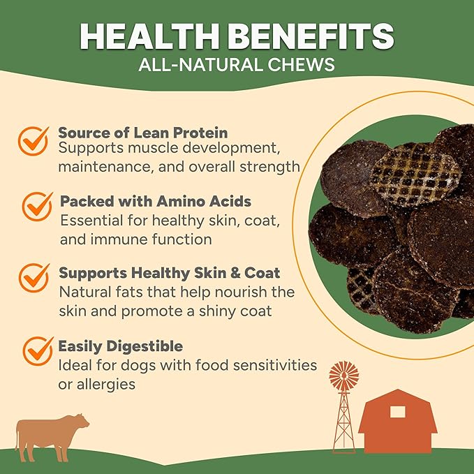 Gaines Family Farmstead Beef Chips for Dogs – 6 oz, Natural Single-Ingredient Dog Treats, High-Protein Rawhide-Free Chews, Healthy Grain-Free Snacks, Made in USA-PurrikoPets