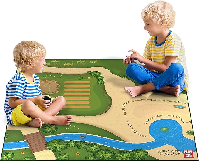 Farm Play Mat for Farm Toys | Foldable Solution |Large Size 57” x 57” | Farm Animals | Tractor Play| Activity Mat | by Play Mat Factory-PurrikoPets