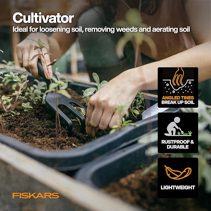 Fiskars Flower Gardening Tool Gift Set with Floral Pruner, Trowel, Cultivator, Garden Gloves, and Ultra-Light Kneeling Cushion for Outdoor Use (5 Piece Kit)-PurrikoPets