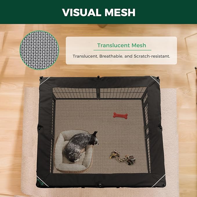 FXW Homeplus Unleashed Indoor Dog Playpen - Stress-Free and Safe Play, Heavy Duty 32 Inch 8 Wire Panels with Playpen Cover for Small and Medium Dogs, Black│Patented-PurrikoPets