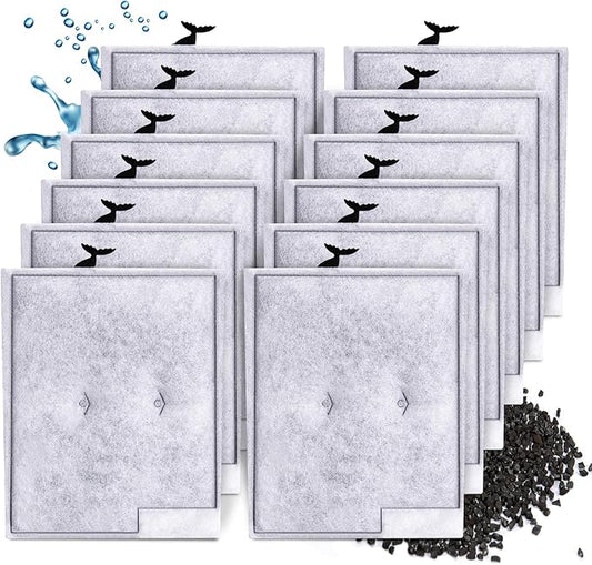 12 Pack Large Filter Cartridges Compatible with Aqueon QuietFlow Power Filter Size 20,30,50,75 & E Internal Power Filter Size 40 & Canister Filter Size 200/300/400 & Zilla Large Filter-PurrikoPets