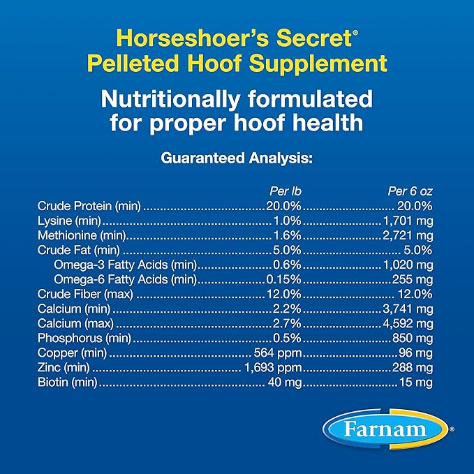 Farnam Horseshoer's Secret Pelleted Hoof Supplements, Promotes healthy hoof growth, maintains hoof walls & supports cracked hooves, 38 lbs., 100 day supply-PurrikoPets