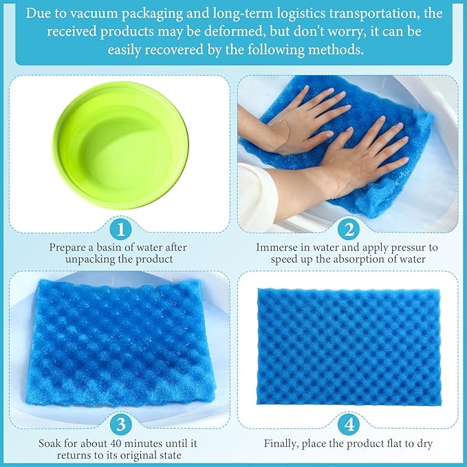 9 Pcs Fish Pond Foam Aquarium Filter Sponge Wave Shape Coarse Foam for Fish Tank Sump Pond 17 x 11 Inch x 1/2 to 1 Inch, Black, Green, Blue-PurrikoPets