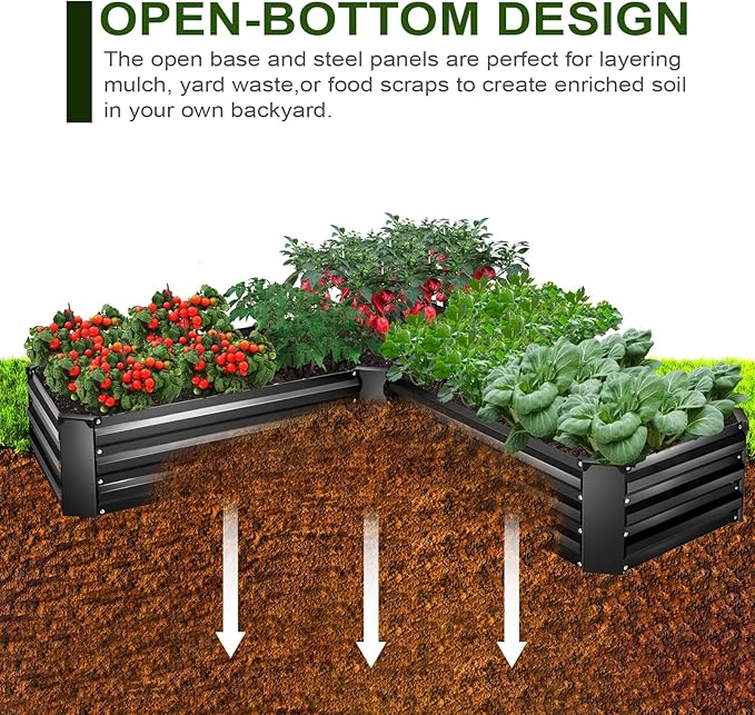 EDOSTORY Raised Bed Garden Bed Kit, 5x5x1ft Galvanized Planter Tall Raised Garden Boxes Outdoor, Large Metal Raised Garden Beds for Vegetables, Flowers, Herbs-PurrikoPets