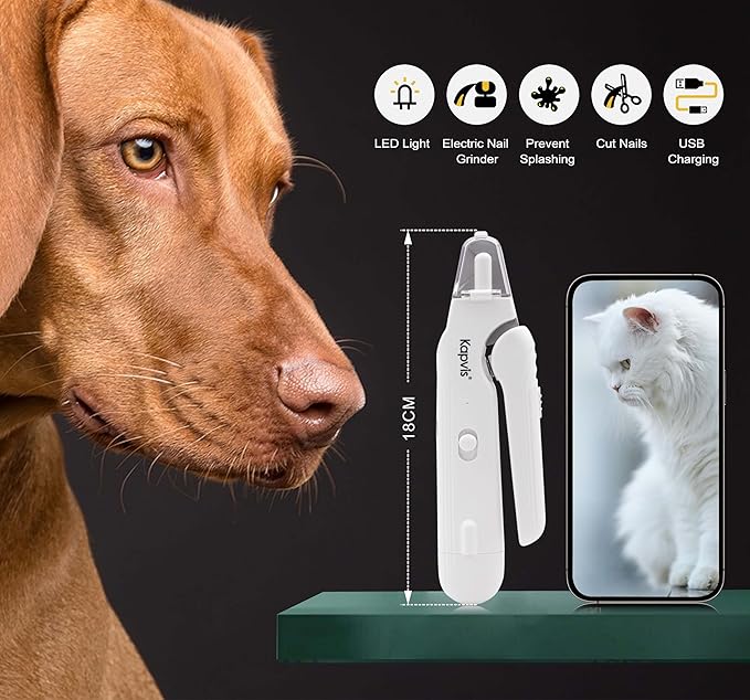 2-in-1 Dog Nail Trimmers & Dog Nail Grinder with LED Lights,Cat Nail Clipper with Guard,cat Nail Trimmer for Large Medium Small Dogs Cats Claw Trimmer Quick Sensor and Safety Guard-PurrikoPets