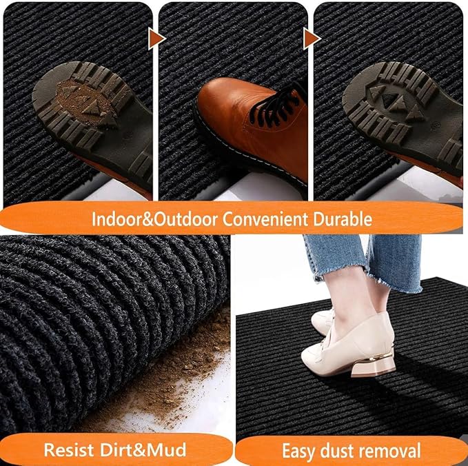 Door Floor Mat Commercial Grade Large Size 4' x 6'Heavy Duty Tough Entry Collection Slip Skid Entrance Mat with Rubber Backing Low Profile and Easy to Clean Indoor Outdoor Rug-PurrikoPets