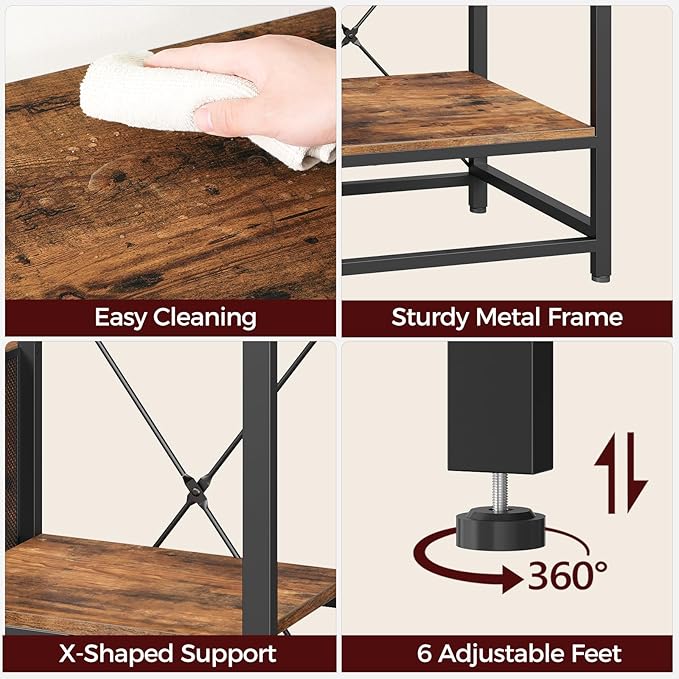 20-37 Gallon Fish Tank Stand, Aquarium Stand with Power Outlet and Storage Cabinet, Heavy Duty Tank Stand Suitable for Turtle Tank, Reptile Terrarium, for Home Office, Rustic Brown FTHR40E01-PurrikoPets