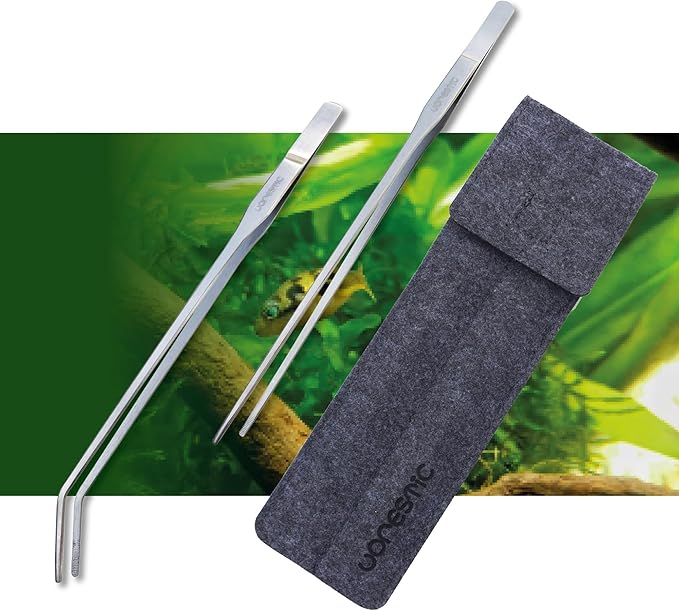 2 Pcs 10.6 Inches Heavy Duty Reptile Feeding Tongs, Long Aquarium Tweezers, Straight and Curved Long Tweezers for Aquarium and Terrarium-PurrikoPets