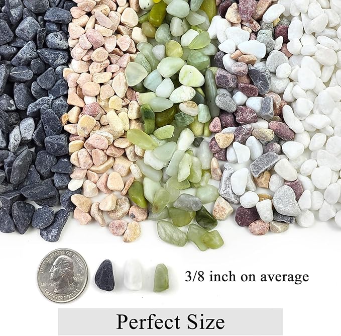 5lbs Natural Pea Gravel Pebbles, 3/8 Inch Decorative Succulent Rocks Pebbles for Indoor Plants. River Rocks for Vase and Outdoor Garden Landscaping Rocks-PurrikoPets
