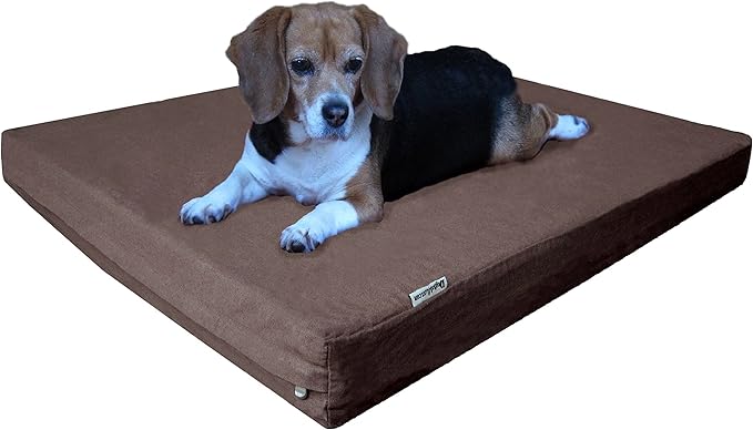 Dogbed4less Large Orthopedic Memory Foam Dog Bed for Medium to Large Dogs with Durable Waterproof Internal Case, Removable Washable Denim Cover + Bonus Pet Bed Case, 41X27X4 Fit 42X28 Dog Crate, Brown-PurrikoPets