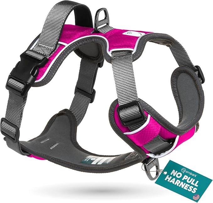 Embark Adventure Dog Harness, No-Pull Reflective Trim Dog Harness for Small, Medium & Large Dogs - Military Grade Nylon, 2 Leash Clips & Gel Lined Handle. Soft & Padded Puppy Dog Vest for Any Breed-PurrikoPets