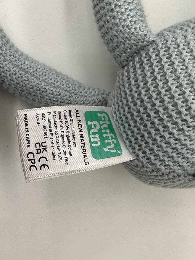 100% Organic Cotton Baby Toys Blue Bunny Rabbit Stuffed Animals for Newborn 7.1"-PurrikoPets