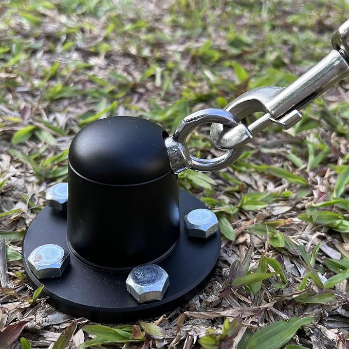 Dog Tie Out Stake Anchor, 360° Swivel Dog Tie Out Cable Runner for Yard Camping (Black)-PurrikoPets