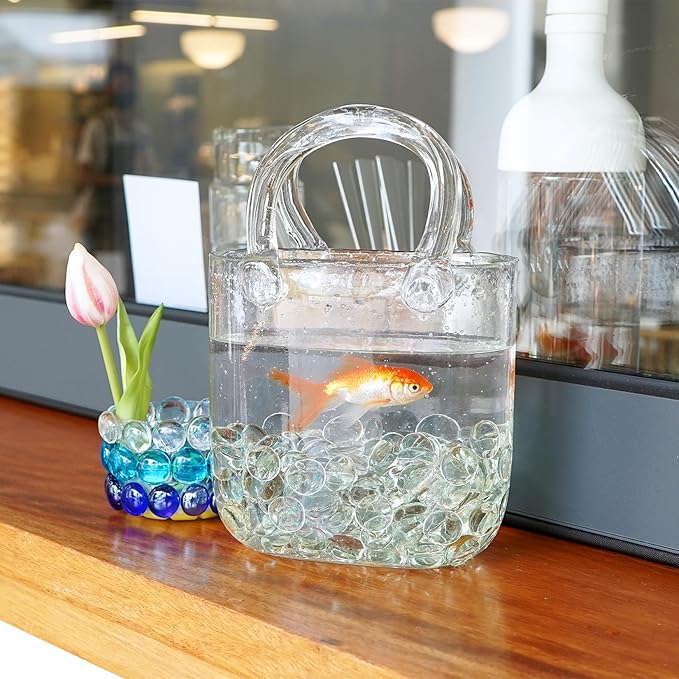 5LB Clear Flat Glass Marbles for Vases, Gemstone Beads Vase Filler Decorative Glass Pebbles for Fish Tank, DIY Crafts, Aquarium Decor Rocks-PurrikoPets