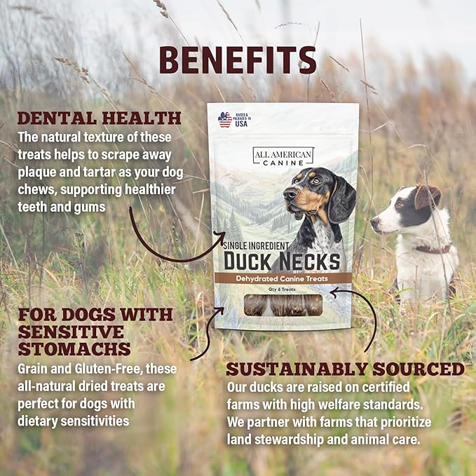 6 Natural Duck Neck Dog Treats – Single Ingredient, Dehydrated & Chewy – Low-Fat, High-Protein Training Reward – Made in USA-PurrikoPets