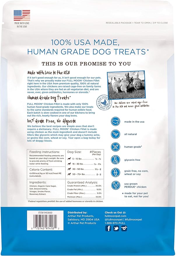 Full Moon Chicken Fillet Healthy All Natural Dog Treats Human Grade Made in USA 48 oz-PurrikoPets