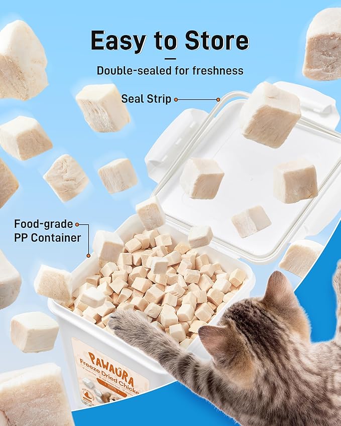 Freeze Dried Chicken Cats & Dogs Treats, 1.1lb(17.63 OZ), Single Ingredient, High Protein, No Additives, Grain Free, Training & Nutrition Supplements, Sealed Box-PurrikoPets