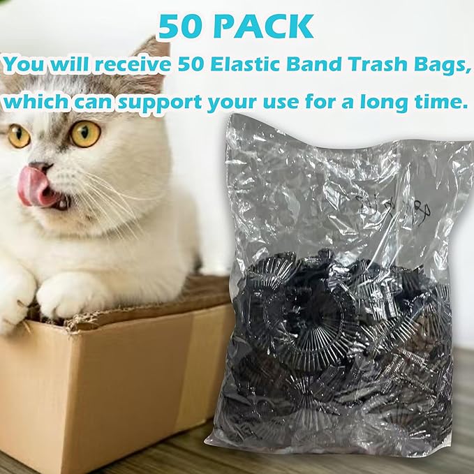 50 Pack Litter Box Liners Compatible with Lifewit Litter Box Cat, Elastic Band Trash Bags for Disposal of Cat Waste, Waterproof and Leak Proof (Black)-PurrikoPets
