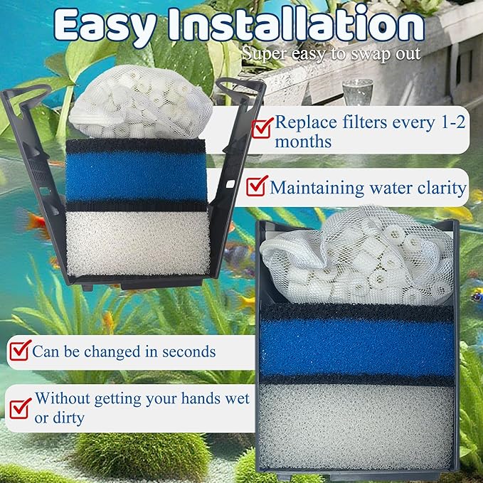 2 Sets of Upgraded Three-Stage Filtration Fish Tank Filter for AquaClear 30 Power Filter, 2 Set of Replacement Maintenance Kit for Fish Tank Filter for 30/150 30-Gallon Aquarium-PurrikoPets