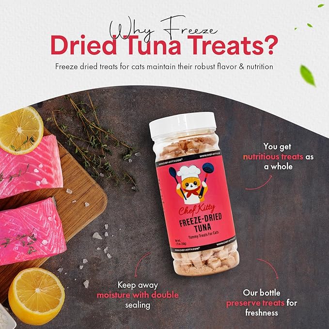 Freeze-Dried Tuna Treats for Cats & Dogs – 100% Wild Caught, Single Ingredient, High-Protein, Healthy Snack – No Additives or Preservatives – 1.7oz - Inspected & Tested in USA-PurrikoPets