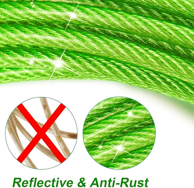 Dog Tie Out Cable for Outside,50FT Heavy Duty Dog Leash&Chains with Swivel Hook,Small-Large Dogs Runner Cable for Dogs Up to 250lbs, Long Lead Line for Yard Outdoor and Camping (250lbs 50FT, Green)-PurrikoPets