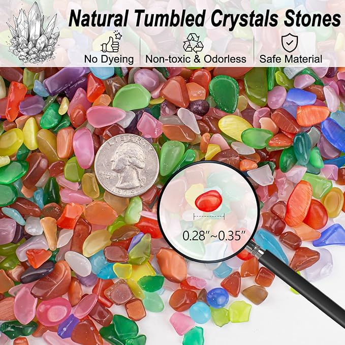 3 Lb Cat Eye Stones Aquarium Gravel Rocks for Fish Tank, Fish Tank Rocks Gravel Betta Fish Colorful Marbles for Vases Filler, Garden and Fish Tank Decoration-PurrikoPets